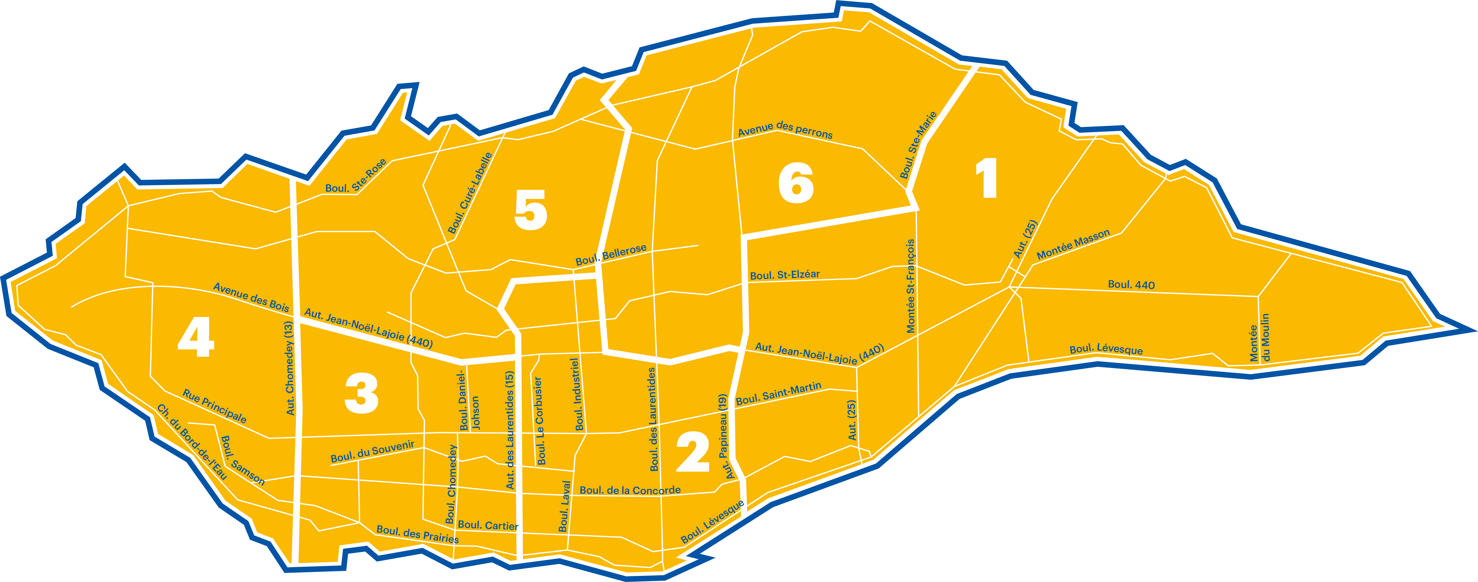 Carte des secteurs de la Ville de Laval