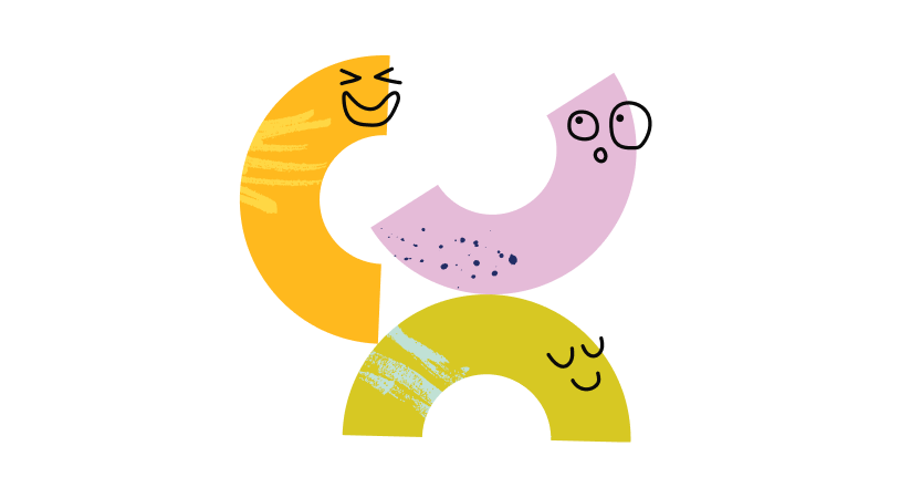 Fête de la famille illustrée avec des macaronis