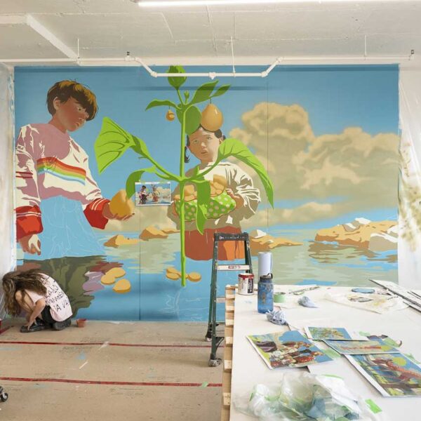 Vue de la murale du centre de la nature concernant le droit des enfants