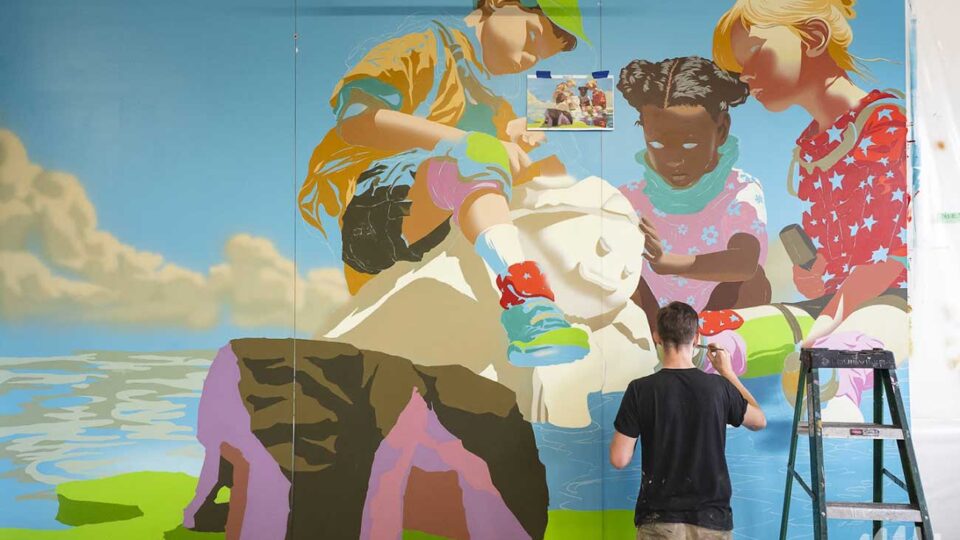 Vue de la murale du centre de la nature concernant le droit des enfants