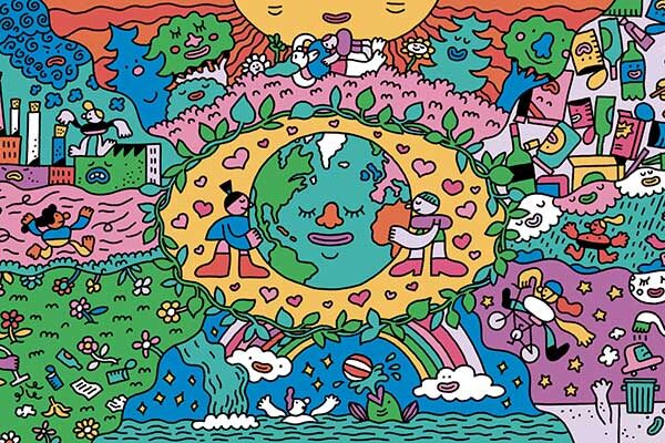 Murale de Guillaume Perreault sur un bâtiment.