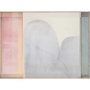 Sans titre, 2024 Acrylique, crayon mine, graphite, tissu synthétique, bois sur panneau. 76,2 x 76,2 x 4 cm