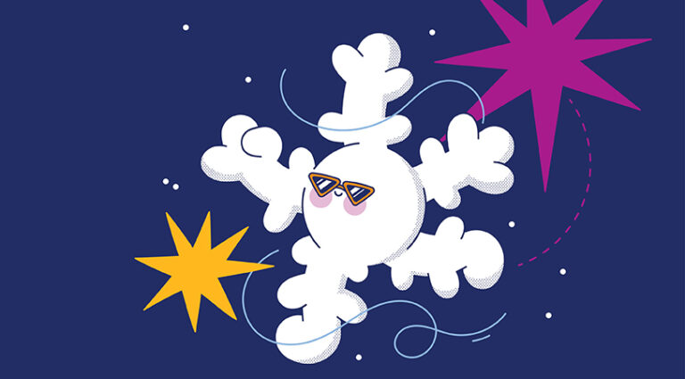 Logo de Laval en blanc représentant un flocon de neige