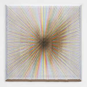 Mock sun drawing, 2024 Acrylique et impression numérique sur bois 114 x 114 x 3 cm