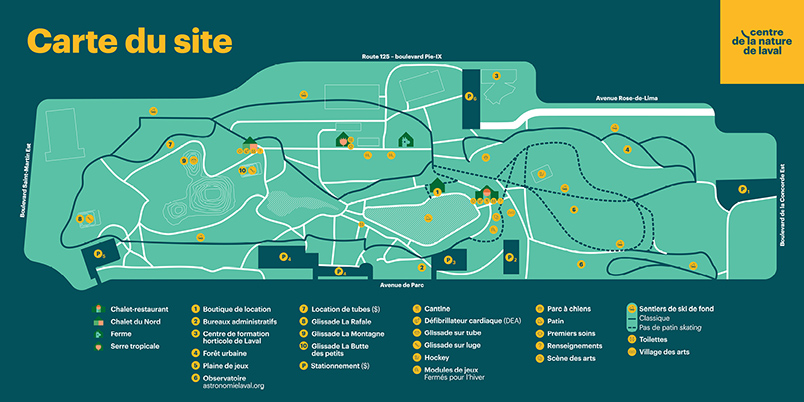 Plan du site du Centre de la nature l'hiver