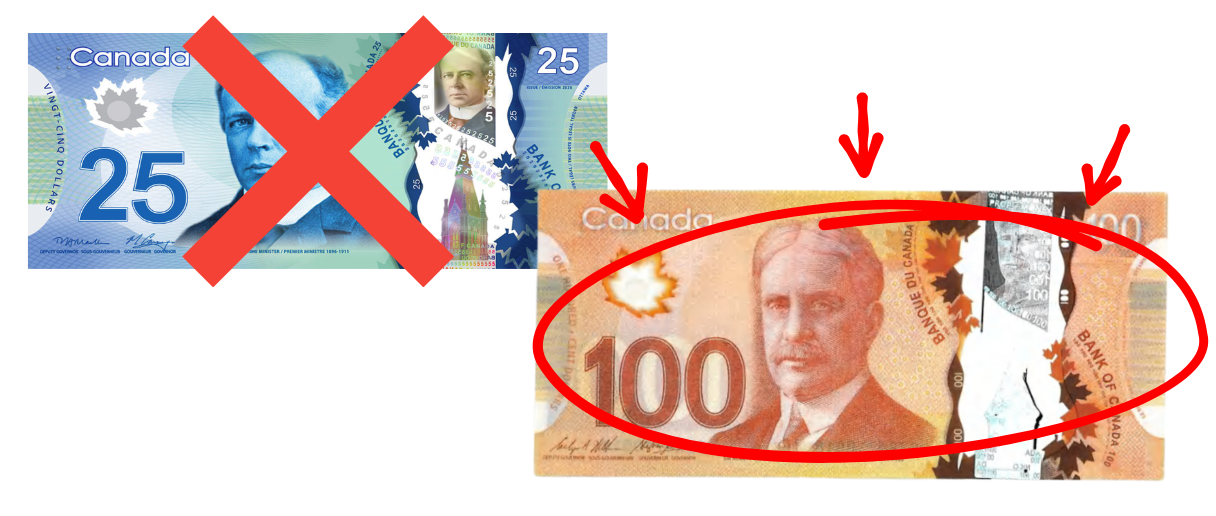 faux billet de 25$