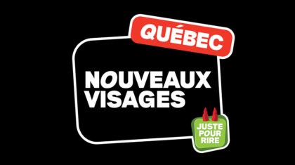Logo de Juste pour rire avec inscription Québec Nouveaux visages