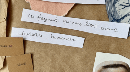 Collage : écriture d'un poème, dans la découpe de petites images, dans l'écoute et la capture de son