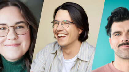 Les humoristes Antoni Rémillard, Colin Boudrias et Véronique Isabel Filion